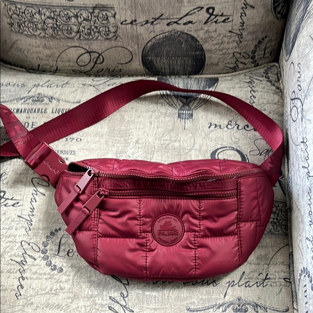 Red Quilted Pajar Crossbody Bag with Adjustable Strap